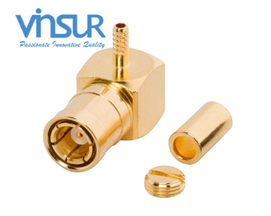 11612012 -- RF CONNECTOR - 50OHMS, SMB MALE, RIGHT ANGLE, CRIMP TYPE, RG178 CABLE